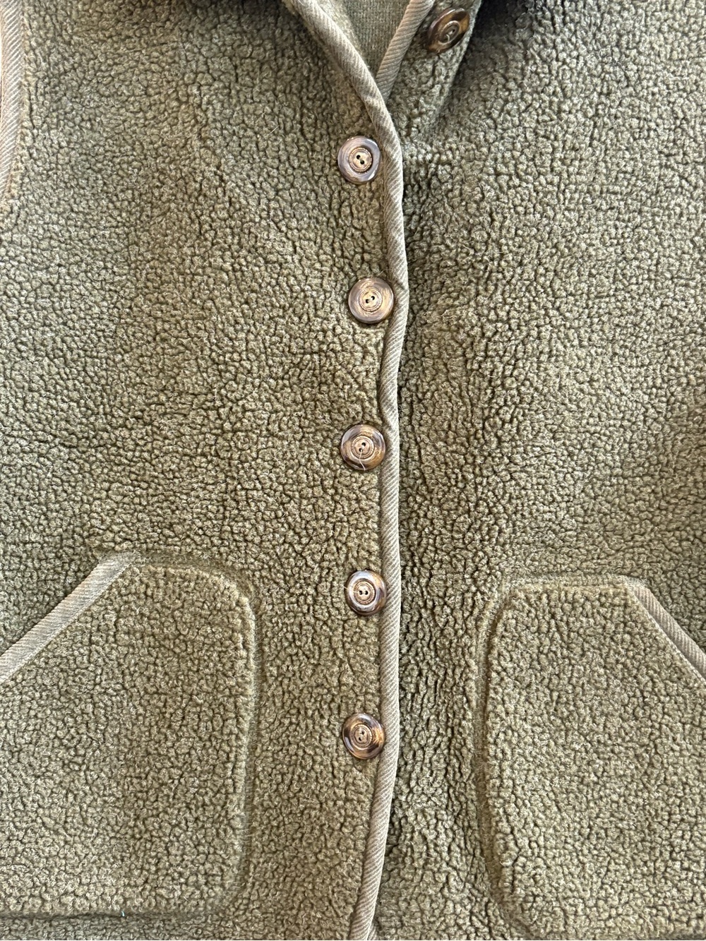Rafaella Olive Sherpa Button-Front Vest - Picture 6 of 8